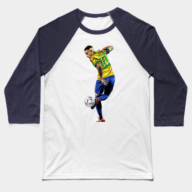 Rabona Maestro: Neymar Jr. - The Brazilian Artistry Baseball T-Shirt by Futbol Art